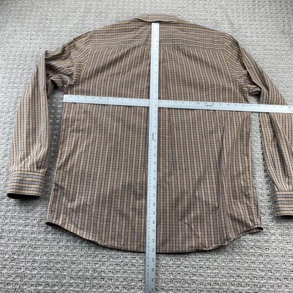 Eddie Bauer Shirt Men Large Tall LT Brown Blue Plaid Button Down DEFECT Stitched - Picture 7 of 10